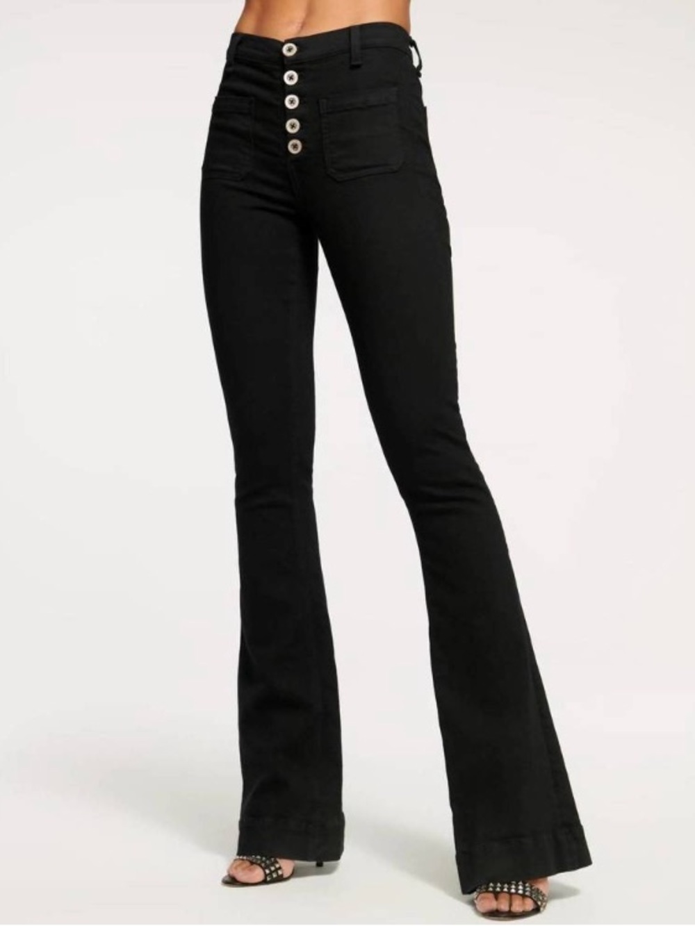 NWOT Ramy Brook Cindy High Rise Flare Jeans Black Size 24